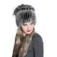 thumbnail image 1 of Contrast Color Furry Hat for Women  Winter Beanie with Patchwork, 1 of 4