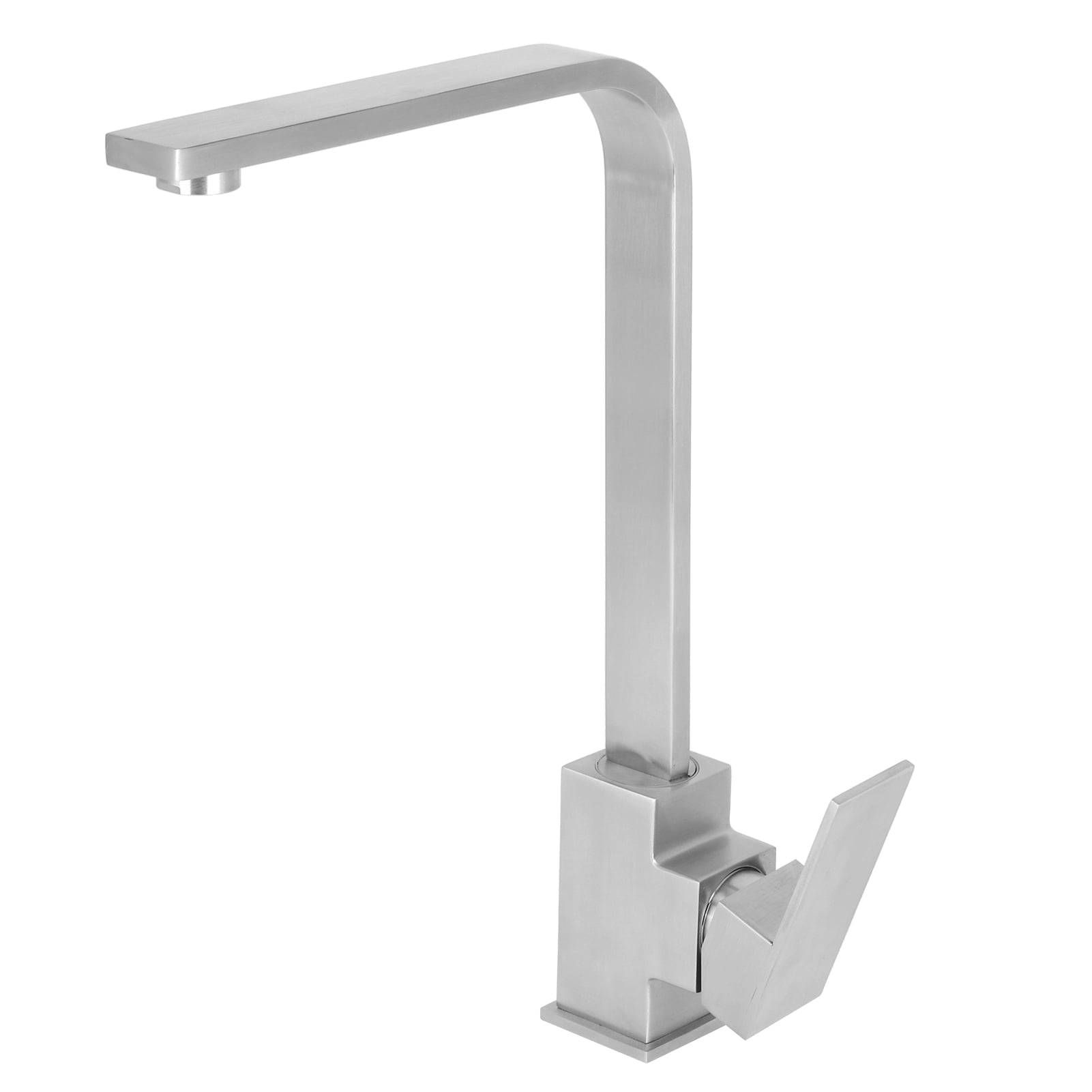 Suodoka G1/2 Kitchen Sink Faucet Set, 360° Rotating 304 Stainless Steel Cold Hot Mixer Water Tap with 2 Hoses, Brushed Finish Ceramic Disc Spool Single Handle, 13.6 inches / 34.5 cm Height