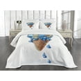 thumbnail image 3 of Ambesonne Ice Cream Quilted Bedspread Set 3 Pcs, Globe Planet Earth Flavor, Queen Size, Pale Caramel Violet Blue, 3 of 5