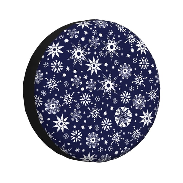 Fotbe Snowflakes2 Funda de Llanta de Repuesto con Estampado, Engrosada, Ajuste Universal para Jeep, Remolque, RV, SUV, Camión-14 inch