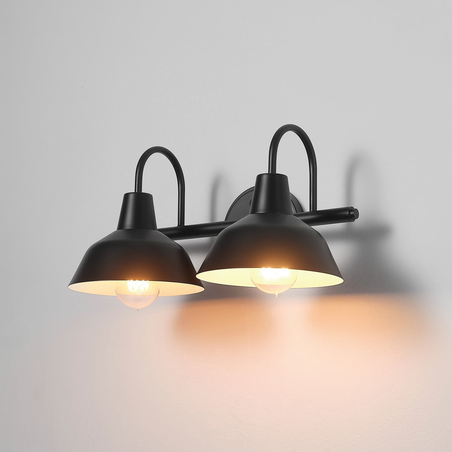 Globe Electric Modern 3-Piece Matte Black Bathroom Set with Hardwired 2-Light LED Vanity Light