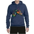 thumbnail image 3 of Colorful Neon Horse | Dean Russo Art Animal Lover Unisex Hoodie Sweatshirt, Vintage Heather Navy, Medium, 3 of 6
