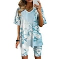 thumbnail image 2 of Blusas para las Mujeres Casual, Cuello en V de Manga Corta Impresa Superior Y Suelto Pantalones Cortos, Conjuntos de Moda de Verano, 2 of 4