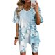thumbnail image 2 of Blusas para las Mujeres Casual, Cuello en V de Manga Corta Impresa Superior Y Suelto Pantalones Cortos, Conjuntos de Moda de Verano, 2 of 4