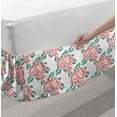 thumbnail image 2 of Floral Bed Skirt, Delicate Pastel Color Spring Flower Peonies Plain Background, Elastic Bedskirt Dust Ruffle Wrap Around for Bedding Decor, 4 Sizes, Coral Teal, by Ambesonne, 2 of 2