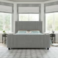 thumbnail image 5 of VanAcc Velvet Upholstered Queen Size Bed Frame with Headboard & Footboard/Wingback, Light Grey, 5 of 8