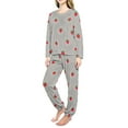 thumbnail image 5 of MVRLSH Pajamas For Women Set Cute Strawberry Print Winter Coral Fleece Pajama Set Thick Warm 2 Piece Flannel Loungewear Cozy Gray M-Xxl, 5 of 9