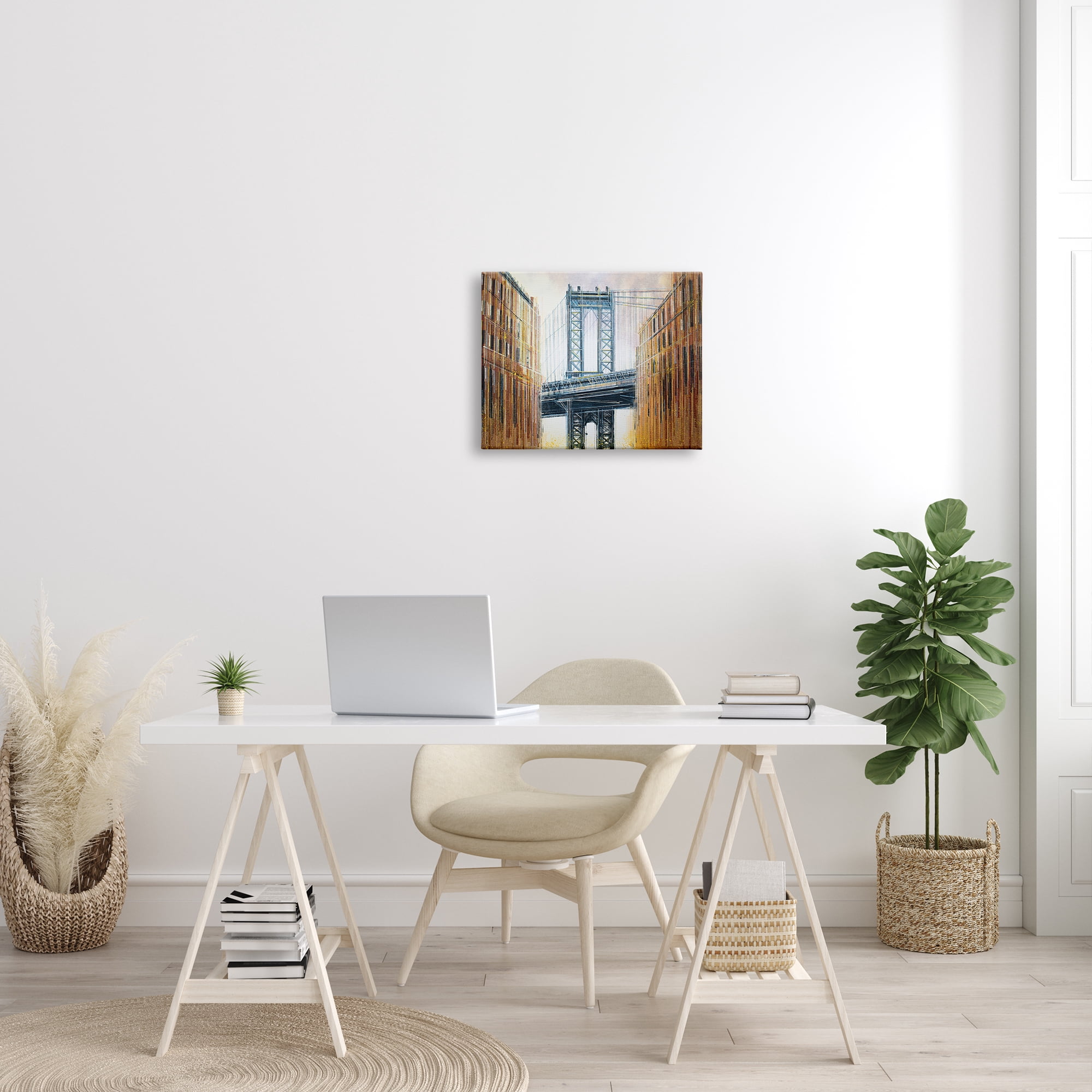 Stupell Industries Modern Urban Bridge Travel & Places Painting Gallery Wrapped Canvas Print Wall Art, 20 x 16