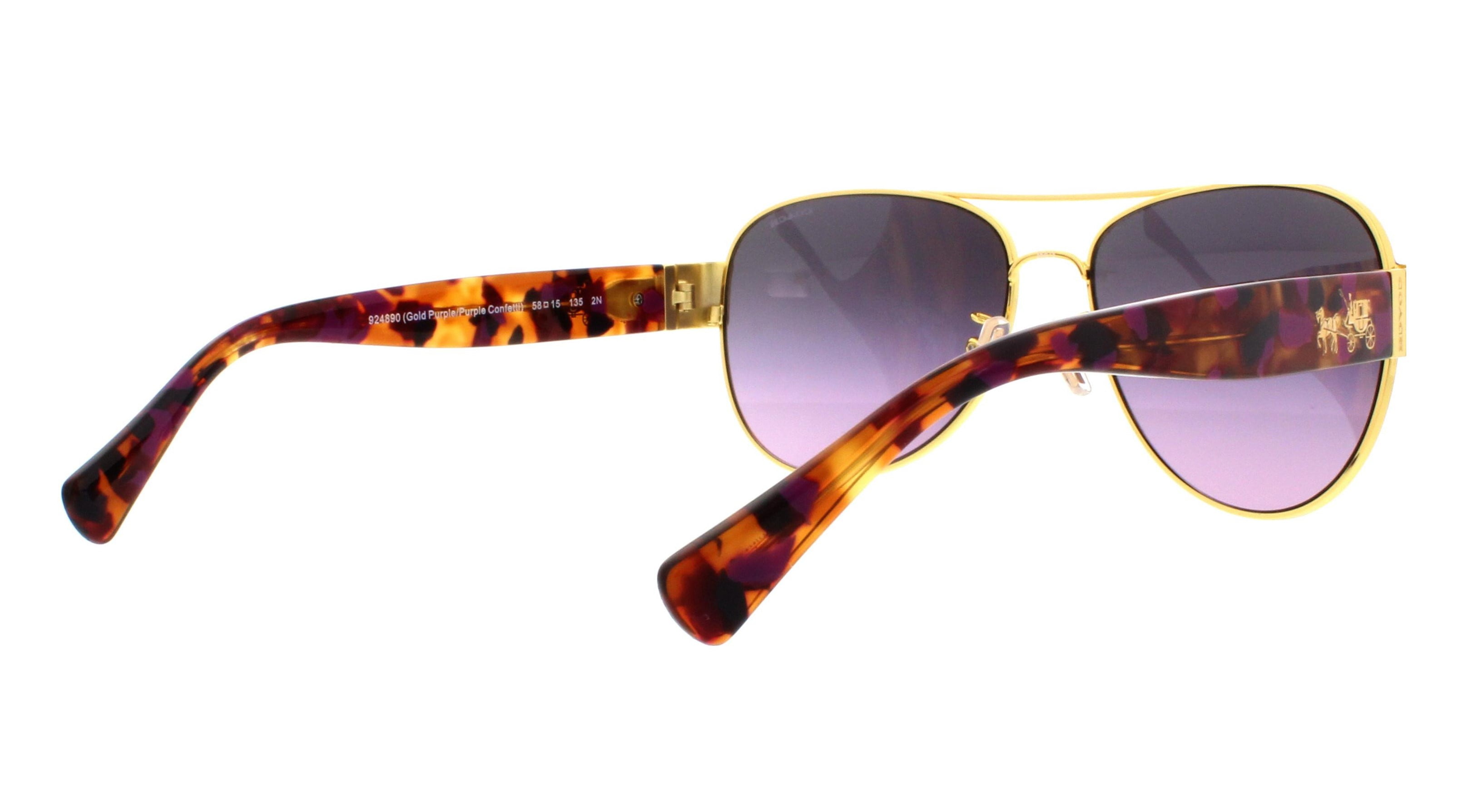 COACH Sunglasses HC7059 924890 Gold Purple/Purple Confetti 58MM