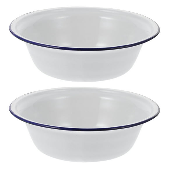 2Pcs Household Soup Bowls Enamel Soup Basins Practical Household Enamelware