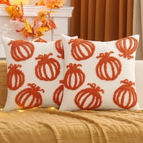 Tosleo Halloween Throw Pillow Covers 18x18 inch Set of 2 Halloween Orange Pumpkins Embroidered Pillow Cases Thanksgiving Home Party Pumpkin Fall Decor Pillowcases Square Cushion Covers