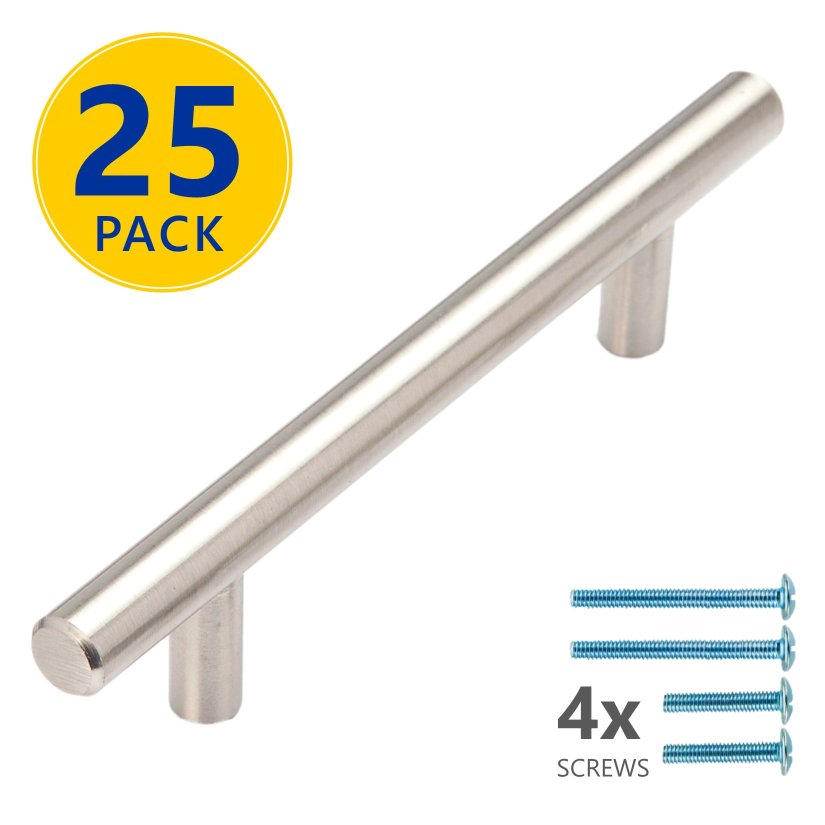 25 Pack 6" Stainless Steel T Bar Pulls 3.75 Inch Hole Center