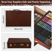 KINSPORY 168Pcs Drawing Painting Set, Deluxe Wooden Art Set Crafts Coloring Book, Sketch Pad, Gift for Artist Beginners Kids Girls Boys (Brown)