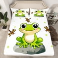 thumbnail image 2 of Castle Fairy Preppy Child Cartoon Frog Dragonfly 4 Pieces Queen Sheet Sets,Kawaii Animal Ultra Soft Flat Sheet,Green Polka Dots Queen Fitted Sheet,Breathable Home Decor, 2 of 7