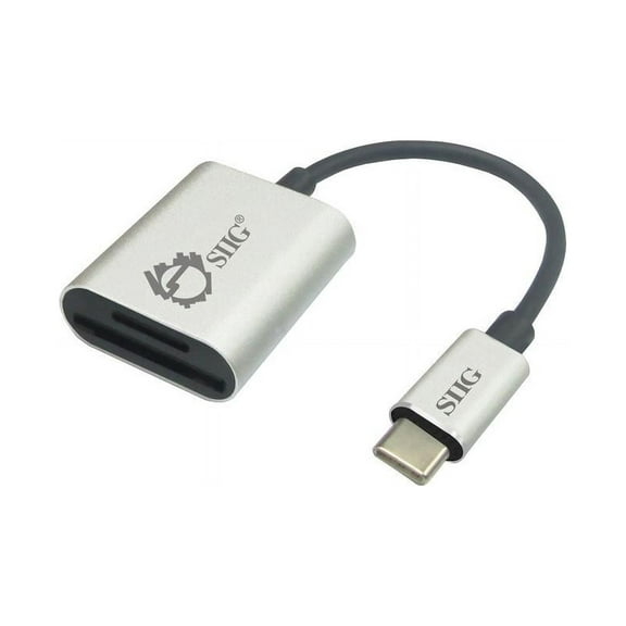 SIIG USB-C 2-in-1 Card Reader for SD & Micro SD - Silver
