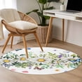 thumbnail image 4 of Round Rugs 3.3 Ft, Spring Daisy Leaves Non Slip Area Rugs for Kitchen Bedroom Entryway, Farmhouse Watercolor Flowers Butterfly Washable Carpet Runner Rug Floor Mats for Bedroom Home Decor, 4 of 8