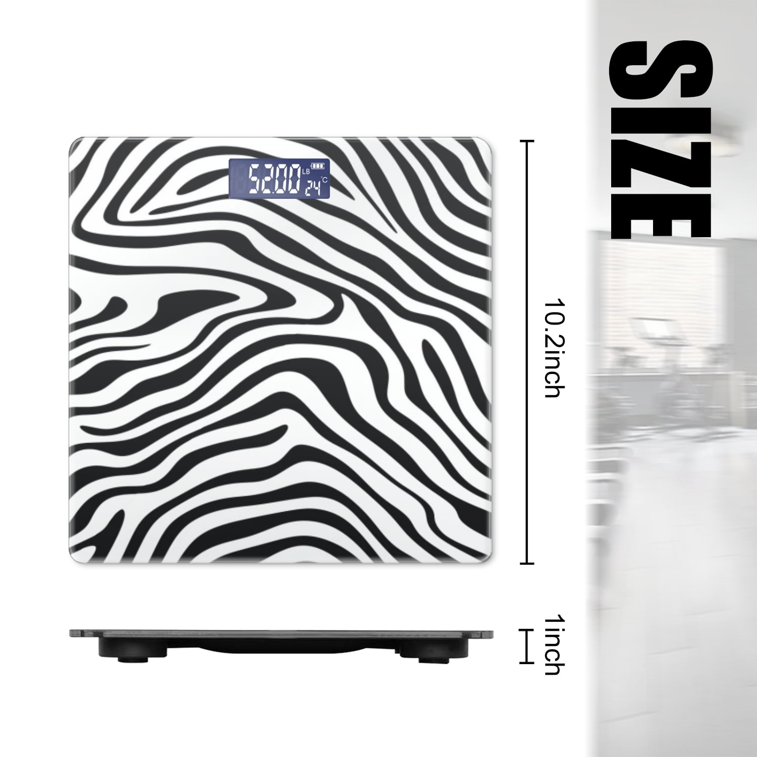 High Precision Body Weight Scale Smart Bathroom Scales with Large LCD Display(400lbs),Decorative for Bedroom-Seamless Pattern Of Zebra Stripes