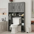 thumbnail image 7 of Vabches 67" Over The Toilet Storage Cabinet with Adjustable Shelf and Paper Holder, Freestanding Bathroom Storage Organizer with Open Storage Shelf, 7 of 7