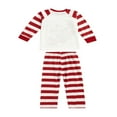 thumbnail image 3 of Pyjamas de Noël Assortis pour la Famille Ensemble Manches Longues Col Imprimé Élan Blanc Rouge Pantalon Rayé, 3 of 6