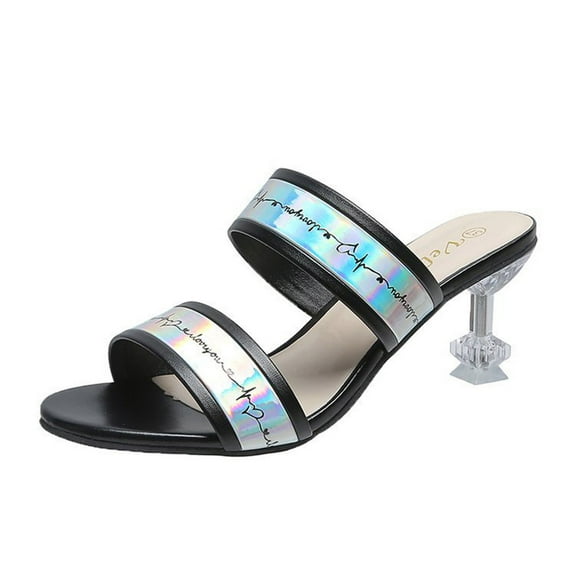 Anuirheih Summer Ladies Breathable Cloth Slippers Sandals Casual Flat Women's Shoes Sandals Women (Black)