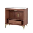 thumbnail image 4 of Pemberly Row 36" Solid Mango Wood Bathroom Vanity in White/Walnut, 4 of 7