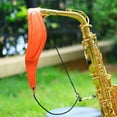 thumbnail image 3 of MERIGLARE Leather Soft Pad Neck Saxophone Straps with Metal Hook for Alto Tenor Soprano Sax Musical Instruments Orange, 3 of 9