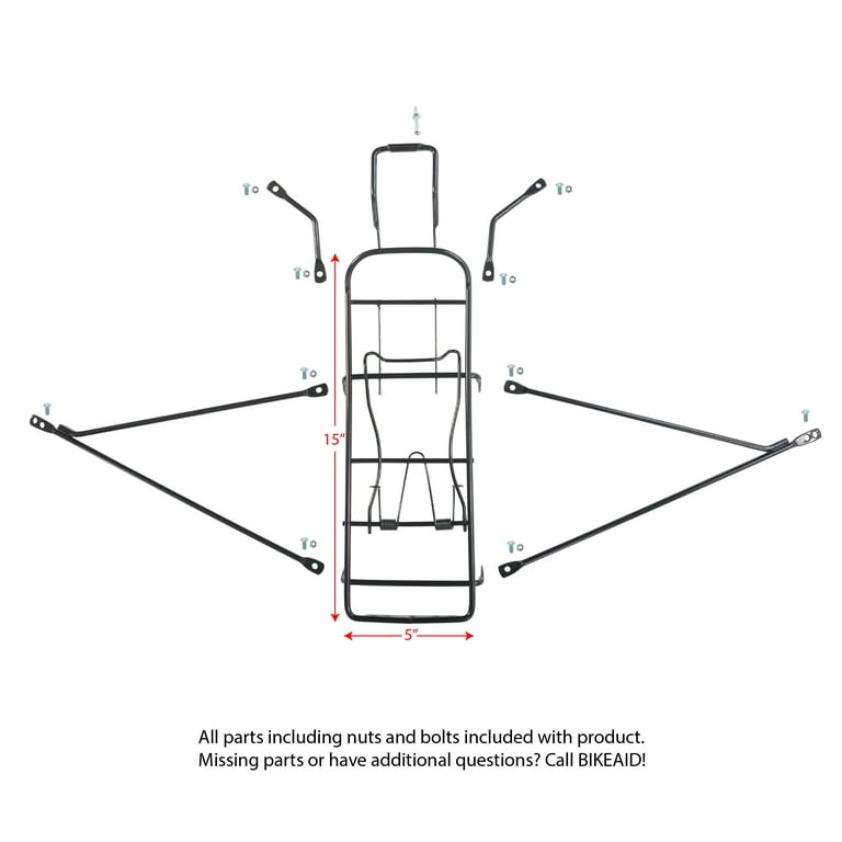 Ventura Economical Bolt-On Bicycle Carrier Rack, Adjustable Fit for  26/28/700c, Steel , Black