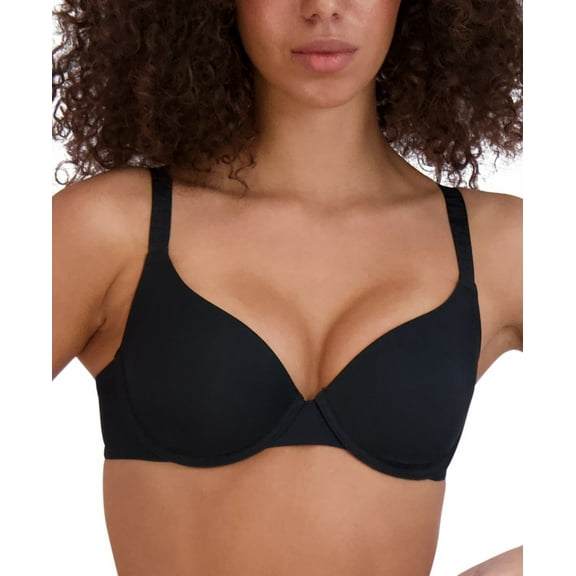 Steve Madden Women’s Demi Logo-Strap T-Shirt Bra, Black, 34D