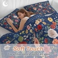 thumbnail image 4 of 3 Piece Navy Blue Flowers Duvet Cover Set Twin Size,Microfiber Comforter/Quilt Cover with Corner Ties and 2 Pillowcases,Spring Vintage Floral Leaves Farmhouse All Season Bedding with Zipper Closure, 4 of 8