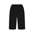 thumbnail image 4 of Xfvqtps Women Plus Size Shorts with Pocket Knee Length Side Slit Button Decoration Solid Color Casual Summer Shorts, 4 of 7