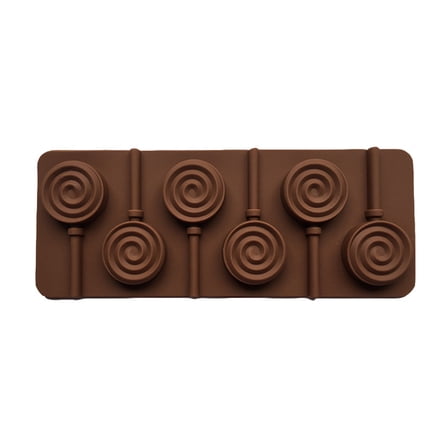 Yammee 6-Cavity DIY Round Spiral Swirl Shape 3D Silicone Lollipop Mold Candy Chocolate