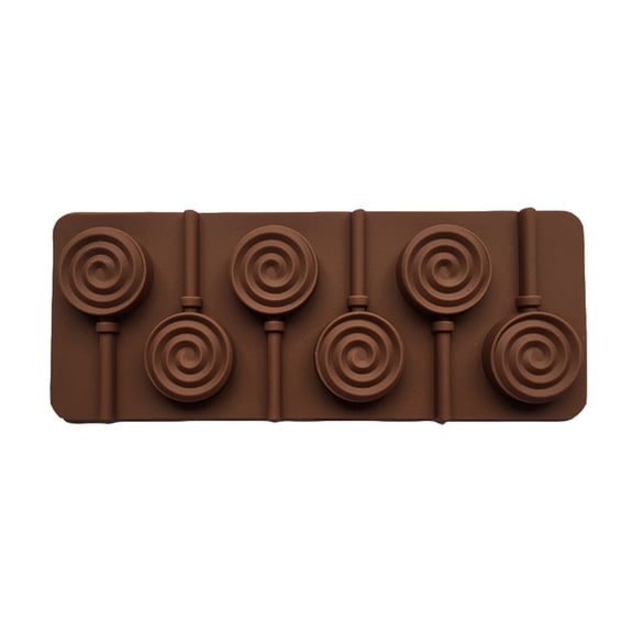 Yammee 6-Cavity DIY Round Spiral Swirl Shape 3D Silicone Lollipop Mold Candy Chocolate