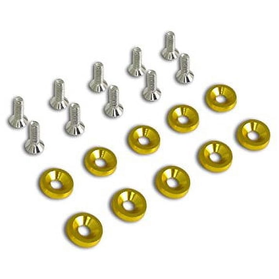 Spec-D Tuning FBW-GD 10PC Gold Aluminum Fender Bumper Engine Dress Up Washer Bolts Screw Kit