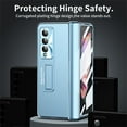 thumbnail image 3 of K-Lion for Samsung Galaxy Z Fold 4 5G 7.6 inch Case, Tempered Glass Screen Protector Camera Lens Flim Hidden Kickstand Hinge Protection Shockproof Rugged Case for Samsung Galaxy Z Fold 4, Blue, 3 of 7