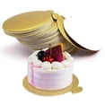 thumbnail image 2 of Mini plato redondo de cartón dorado para tartas, plato para tartas de mousse, 100 piezas, plato redondo de cartón para tartas, D dorado, dorado, 2 of 5