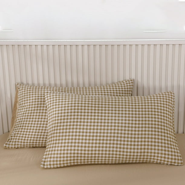 Conjuntos de cubrecama y colcha, funda de almohada lavada, funda de almohada de color liso, par de fundas de almohada de 74 x 48 cm, ropa de cama para el hogar, funda de almohada de algodón.