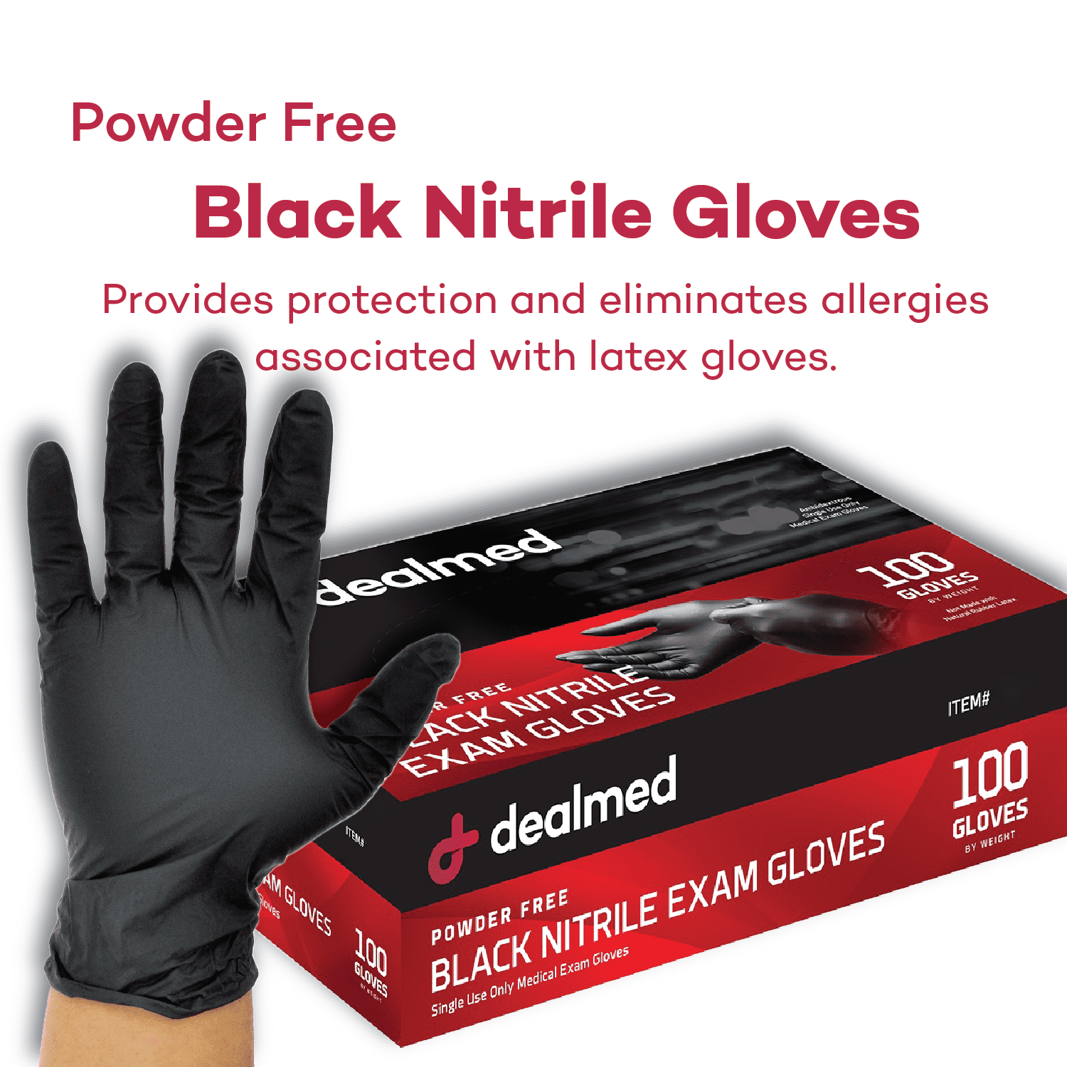 Dealmed Nitrile Exam Gloves, Black – 100 Count Disposable, Non-Irritating, Latex Free, Multi-Purpose for First Aid and Medical Facilities (X-Large, Case of 10)