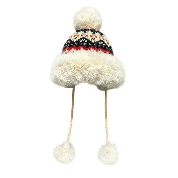 iHPH7 Snow Hats for Women Winter Caps for Women Fluffy Hat Cute Beanie Faux Fur Hat Warm Beanie Warm Hats for Women Black M