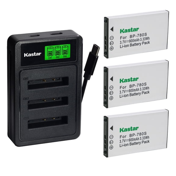 Kastar 3-Pack Battery with LZD3 USB Triple Charger Compatible with Kyocera BP-780S, BP-780CS, CONTAX SL300R, SL300RT, Finecam SL300R, SL400R Cameras