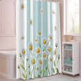 thumbnail image 5 of Shower Curtain Watercolor Daisy Leaf Shower Curtains for Bathroom Decor, Waterproof Polyester Shower Curtain Set with Hooks, Extra Long 72" x 96" Blue Stripes, 5 of 9