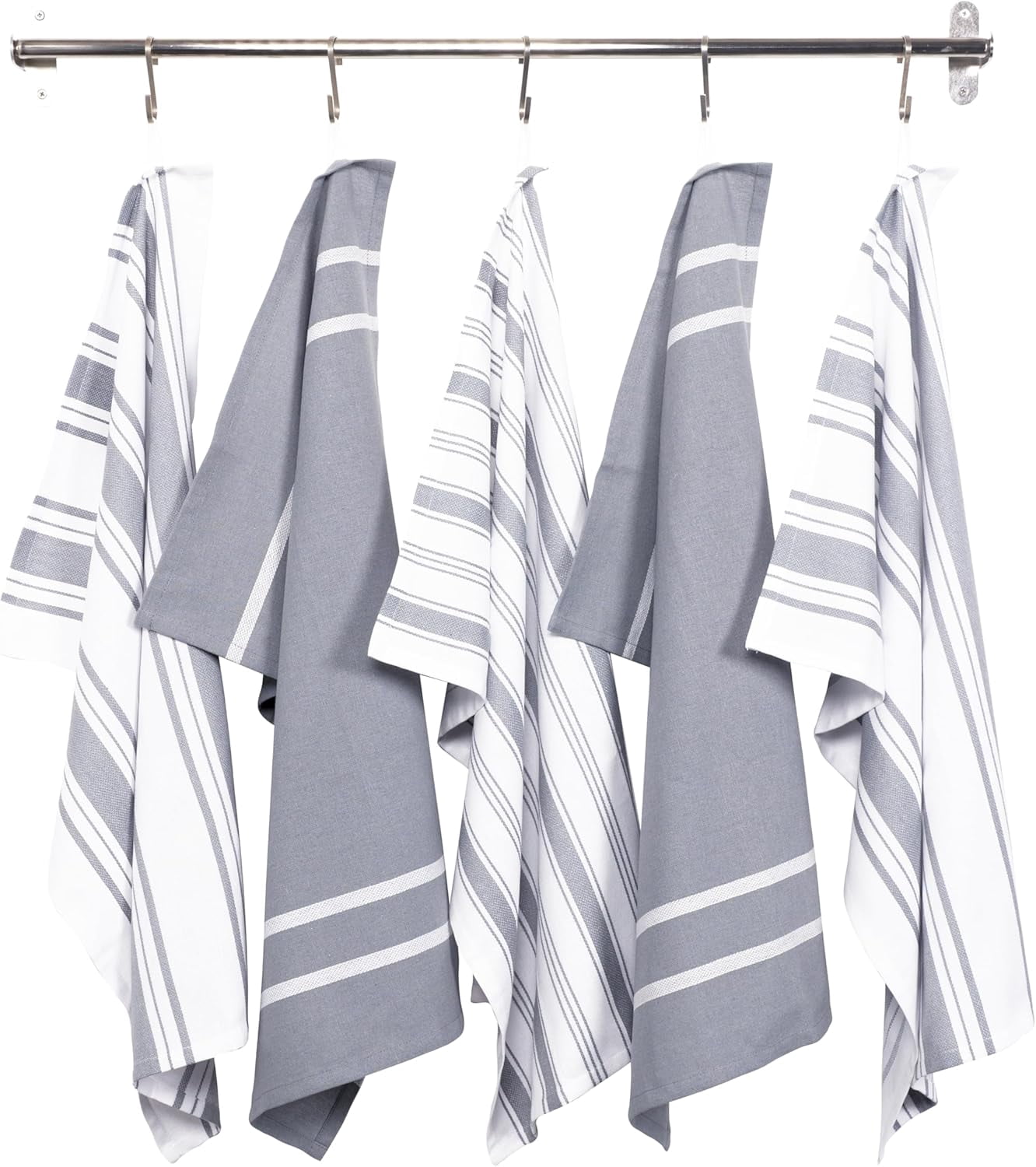 KAF Home Set of 10 Terra Kitchen Towels, GRS Certified & Multi-Purpose Dish Towels, Light Gray