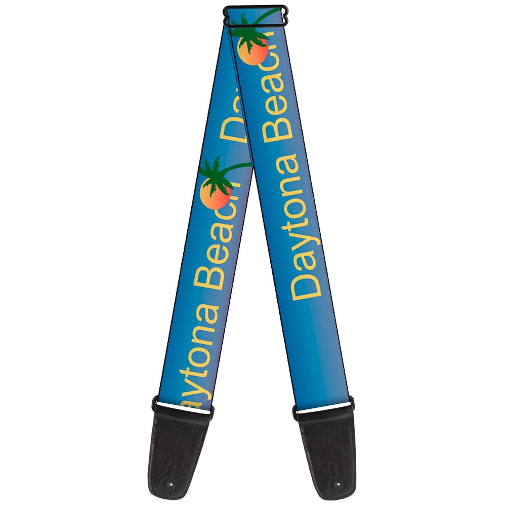 Buckle-Down Guitar Strap, Dayton Beach Script Sun Palm Trees Blue Fade, 2 Inches Wide