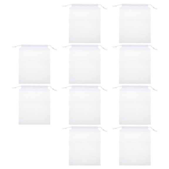 POPETPOP 10 Pcs Fishing Bait Net Bags, Non-Woven Fabric Catfish Mesh with Drawstring, Breathable & Easy to Clean Fishing Tool, White