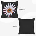 thumbnail image 6 of Set of 2 Decorative Throw Pillow Covers 18x18in - Black Background with Intricate Flower Design White Feathers & Golden Center, 6 of 8