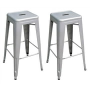 AmeriHome Loft Silver Metal Bar Stool 2 Piece by Buffalo Corp