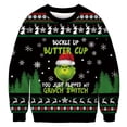 thumbnail image 1 of Suéter de cuello redondo extraño con cabello verde navideño, suéter de manga larga cálido con personalidad para hombres y mujeres, 1 of 6
