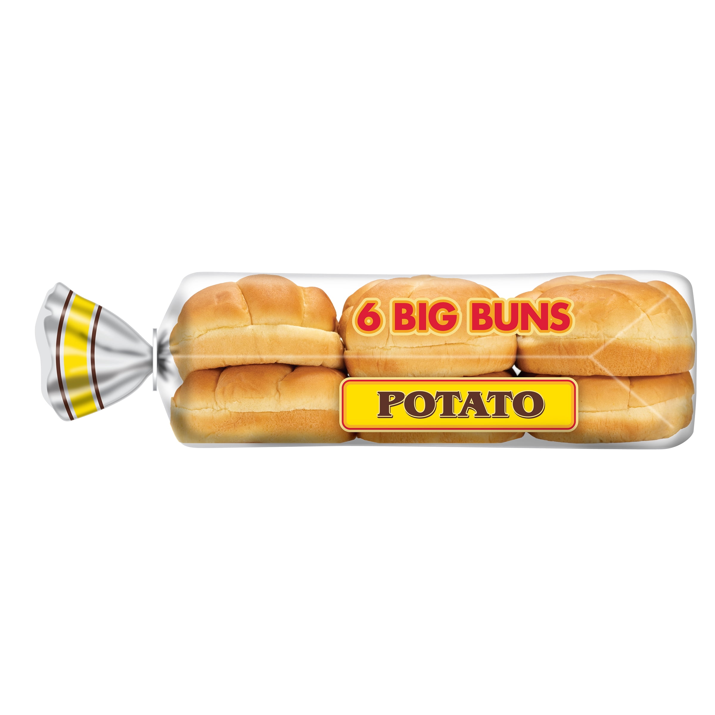 Aunt Hattie's Big Potato Hamburger Buns, Potato Bread Burger Buns, 6 Ct, Shelf-Stable