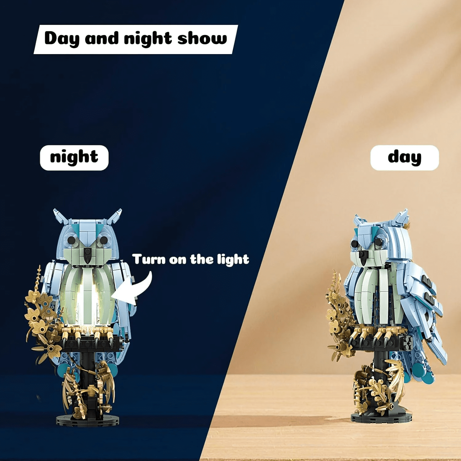 Remocguys Creative Owl Desk Lamp Building Set 545Pcs Compatible with Lego Animal Bird Gift for Adults Boys Girls Home Decor