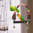 thumbnail image 2 of POCREATION Bird Bite Toy, Bird Perch, Bell Resting Rack Toy Wooden Strong Non-toxic Pets For Birds Animals Parrots, 2 of 8
