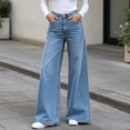 thumbnail image 2 of Vivianyo HD Women's Mid‑Rise Wide Leg Jeans with Pockets, Full‑Length Casual Pants For Women, Sizes XXS-XL, 2 of 7